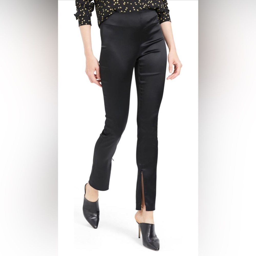 Theory Zip Cuff Stretch Satin Skinny Pants